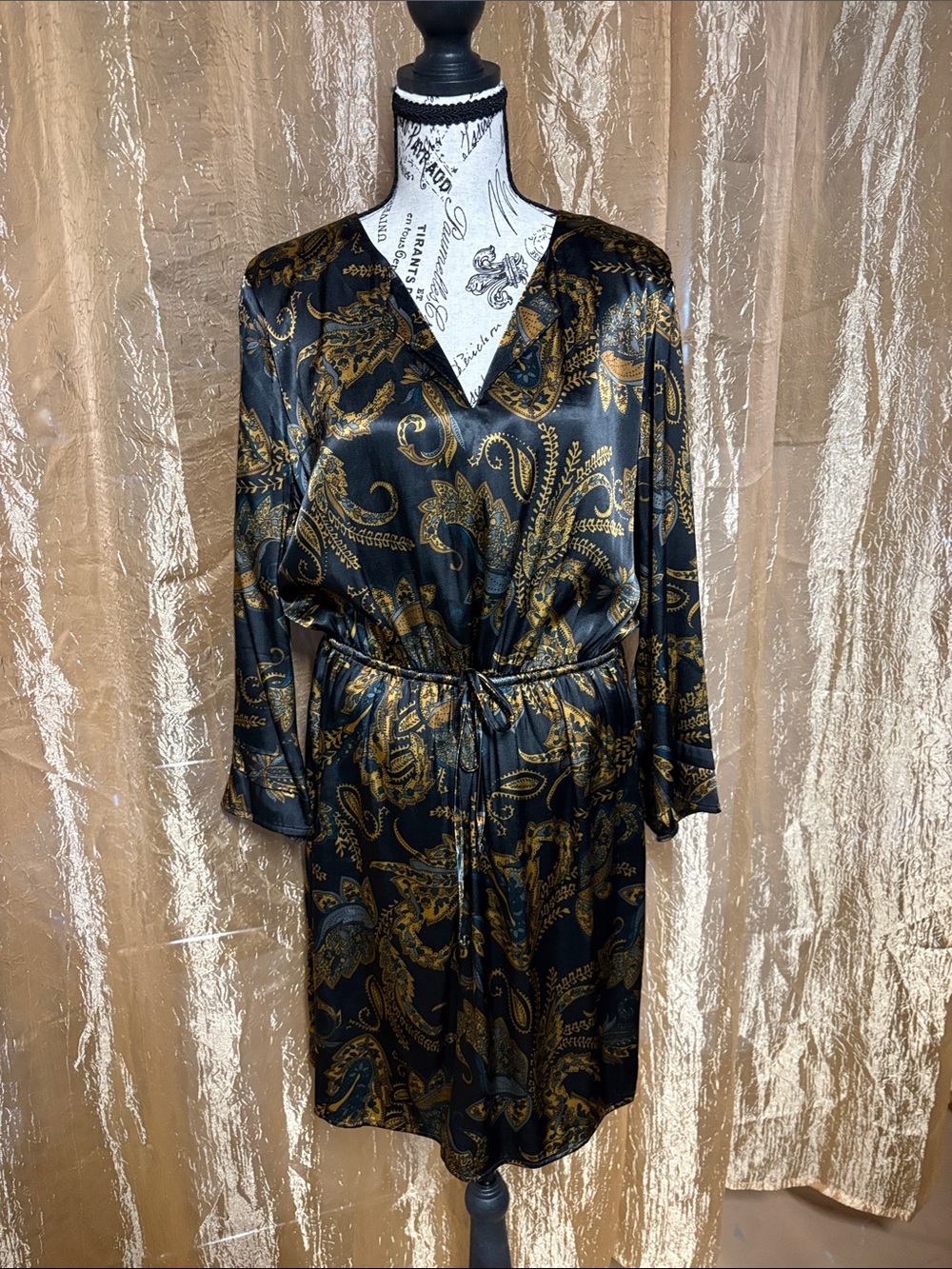 DR2 Black Dress with Gold Paisley Accents